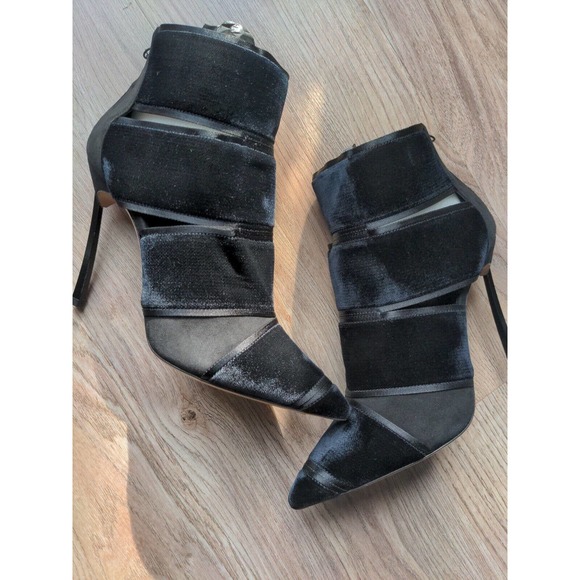 Casadei Black Velvet Open Slit Stiletto heeled Ankle Booties $1,075 - Picture 12 of 16